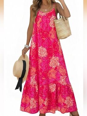 Floral Pink Maxi Dress - Women